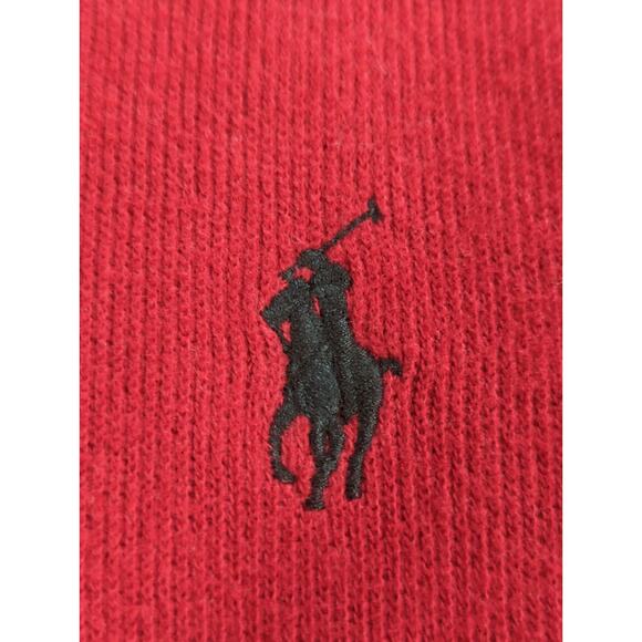 Polo Ralph Lauren Mens Sweater L Red Cotton Quarter Zip Pullover Knit Casual - Picture 5 of 12